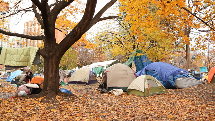 TORONTO, ONTARIO - NOV 10th: Tents at the Occupy Toronto site on Nov 10th, 2011, Toronto, Ontario, Canada. The site was closed down on November 23rd by police following a superior court judge ruling.