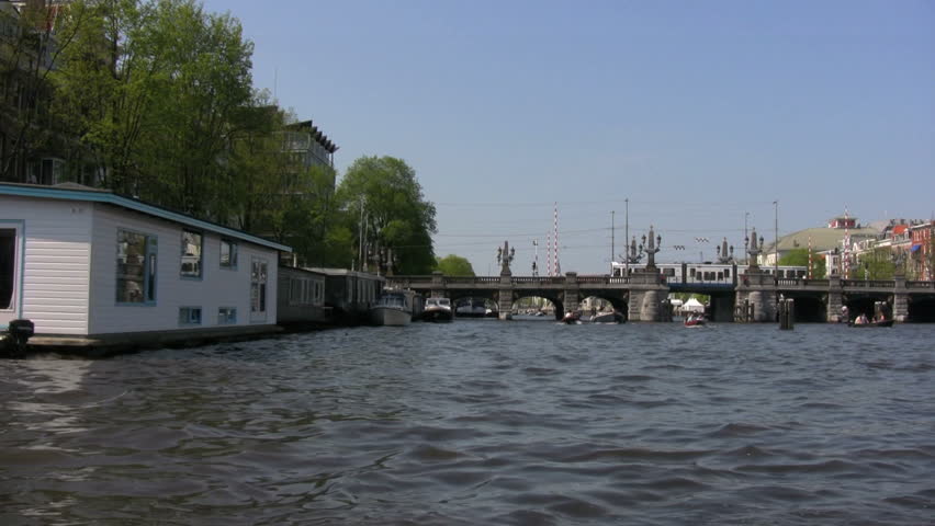 Houseboats along canals, Amsterdam, Netherlands