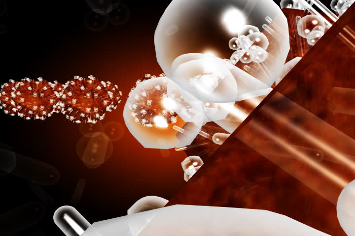 footage of a HIV symbol with HIV virus  