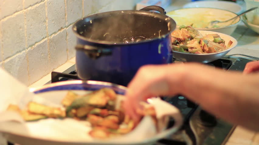 Expert cook fry bread and vegetables - Fried