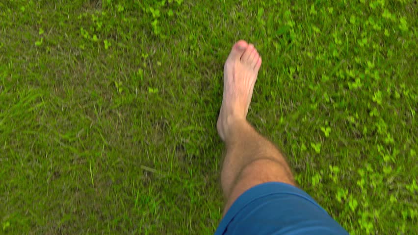 Barefoot Legs Of Woman On Green Grass Stepping 1920x1080 Hd Video