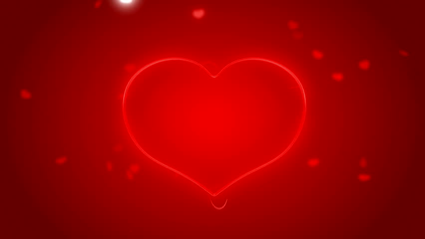 Red St. Valentine's Day heart shape and sparkles with traces