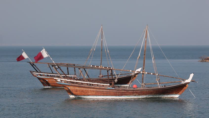 Traditional Arabic dhow boats in Doha, Qatar