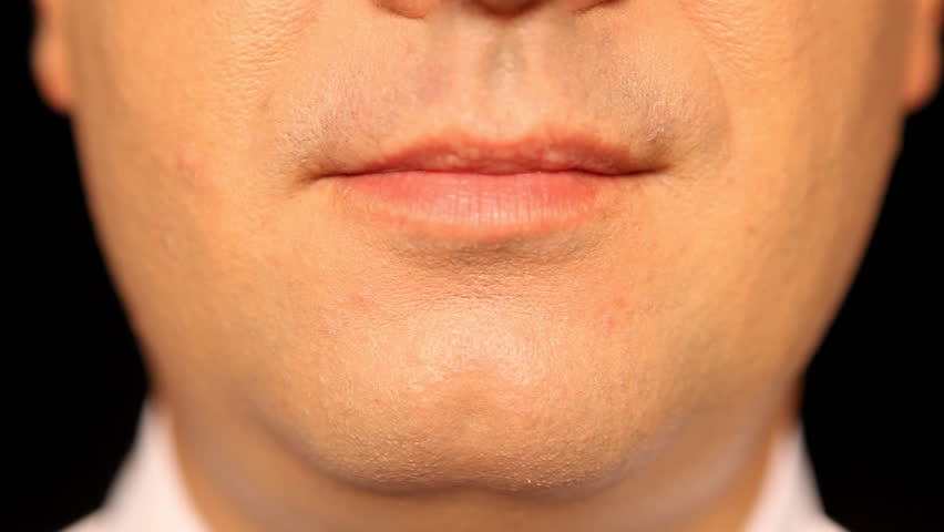 Businessmans mouth talking - Face - Lip - Extreme Close-Up - Front View - Full HD