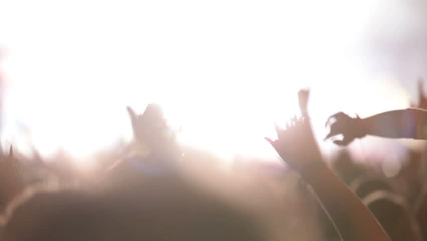 Footage of a crowd partying at a rock concert