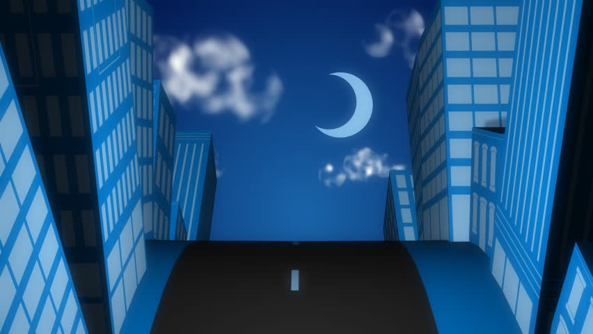 A 3D ride through a cartoon style city This is a seamless loop.