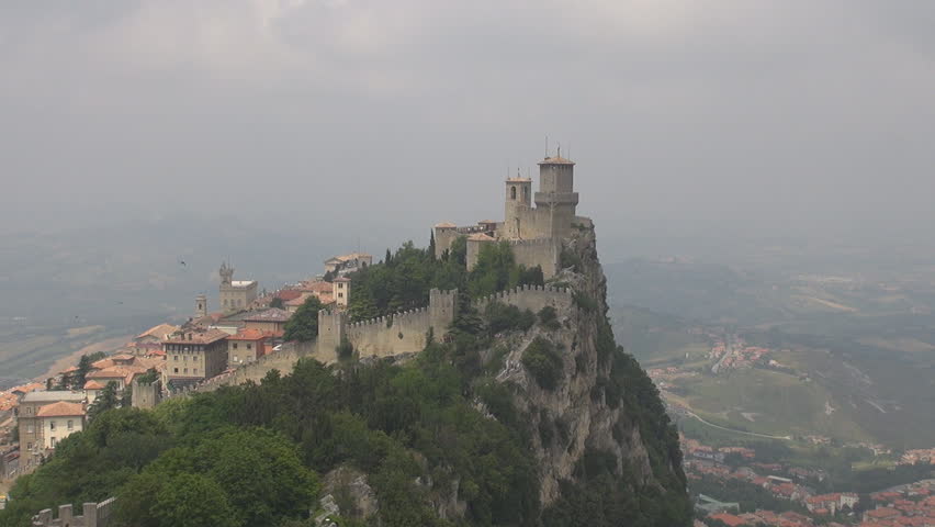 Aerial view of Republic of San Marino, Guaita Tower, Italy, Europe