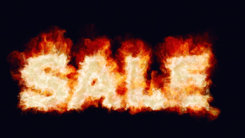 Hot sales. Burning sale word.