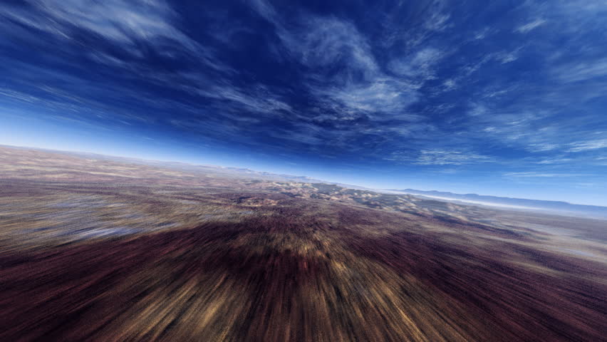 HD computer animation of a journey over a rough terrain 