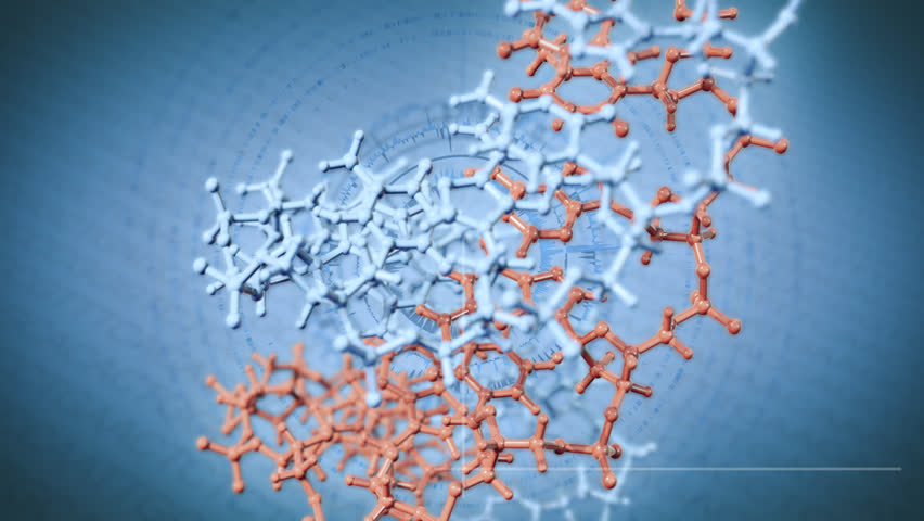 DNA structure molecule 3D rendering. Exact representation of DNA  from protein data bank. Composited with exact representation (circular and linear) of DNA. Seamless looping video.