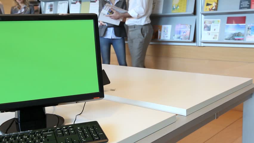 Green screen desktop set on room table
