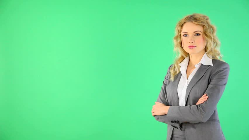 Smiling businesswoman presenting product advantages