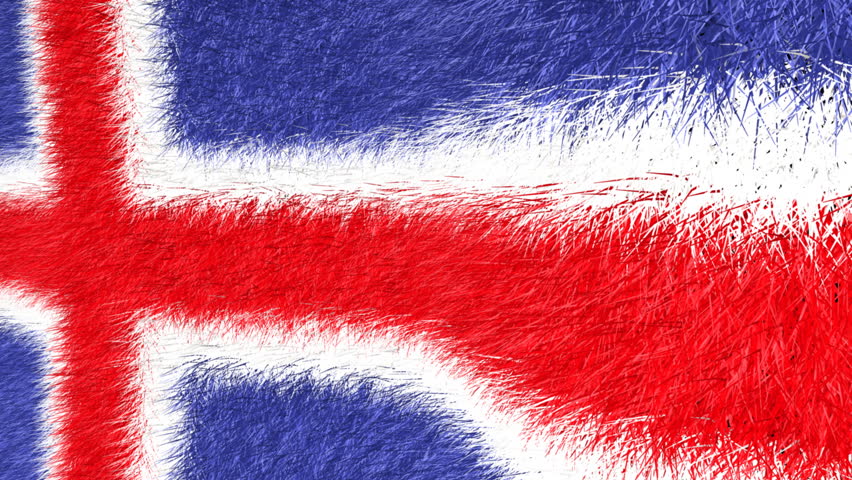 Flag of Iceland 04 - furry flag of Iceland waving in the wind.