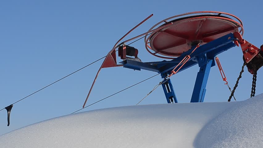 Close up of ski lift wheel
