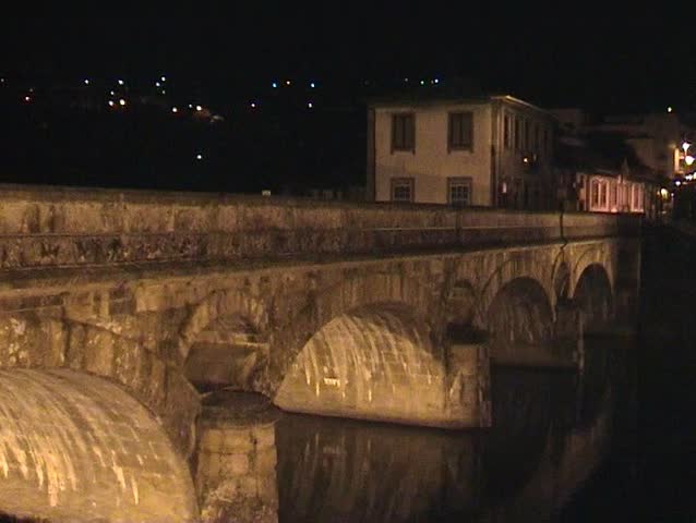 Very old roman Bridge  by night