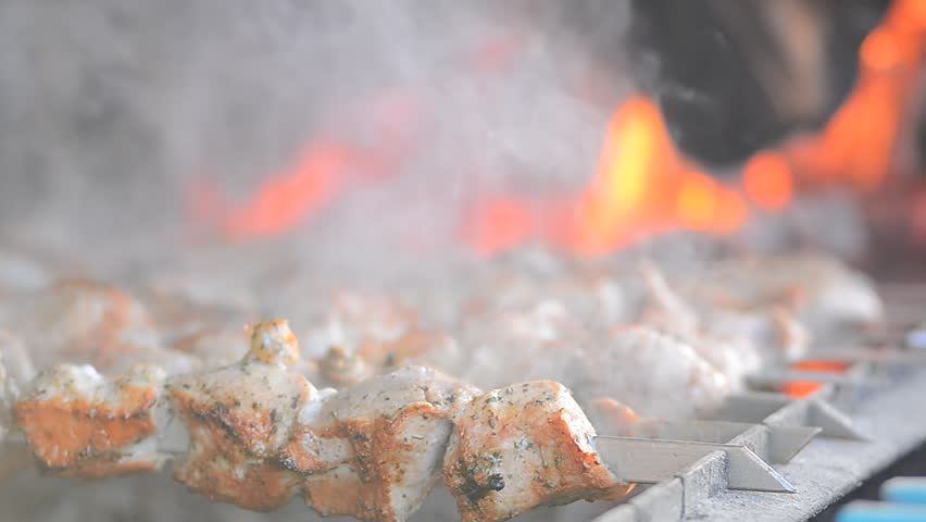 Kebab making on grill