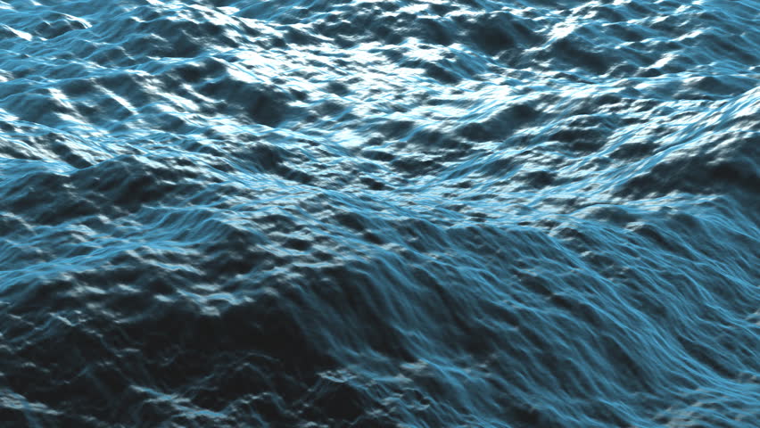 Ocean waves are gently and slowly rolling in the afternoon sun.  The sun is beautifully reflecting off of the water. (Looping, High Definition, 1080p)