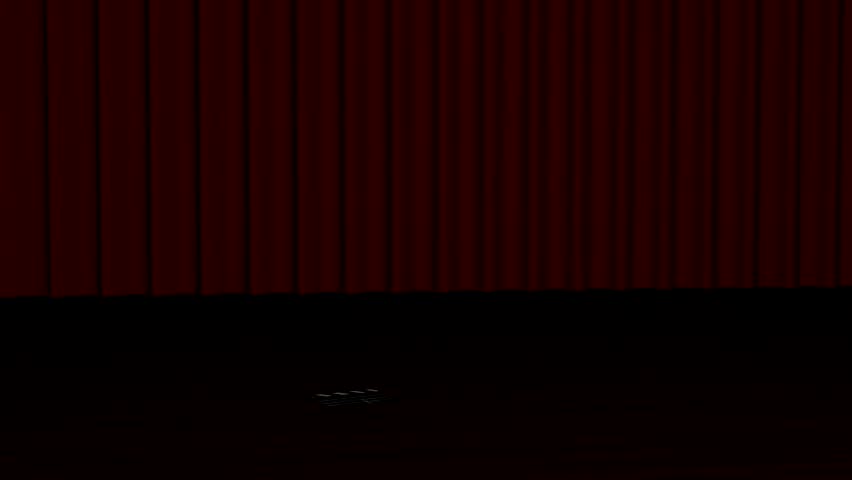 film background with director's chair, film canisters, and clapperboard opening and closing