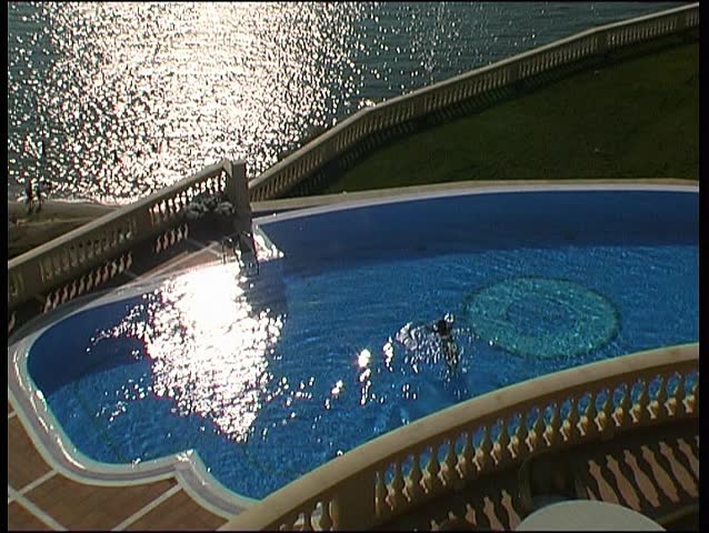 Seaside resort hotel pool, clip 4