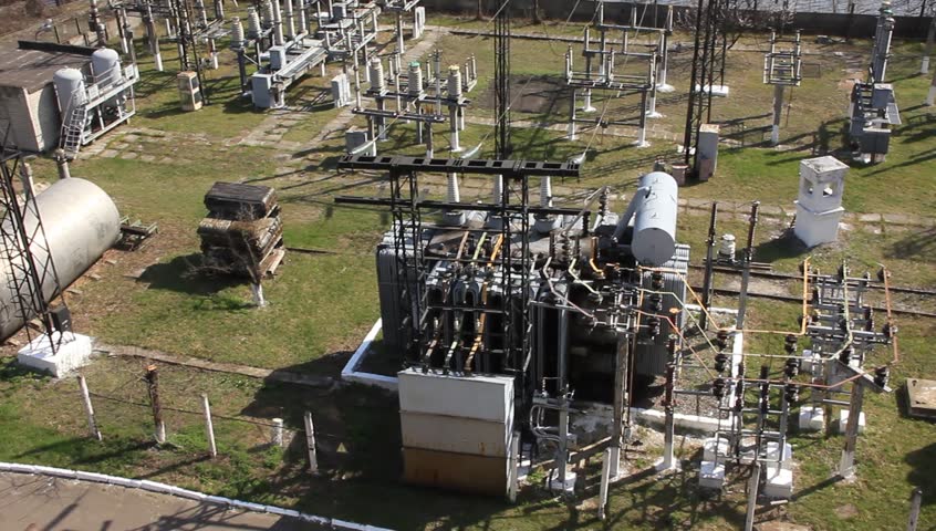 Outdoor transformers at an electropower station