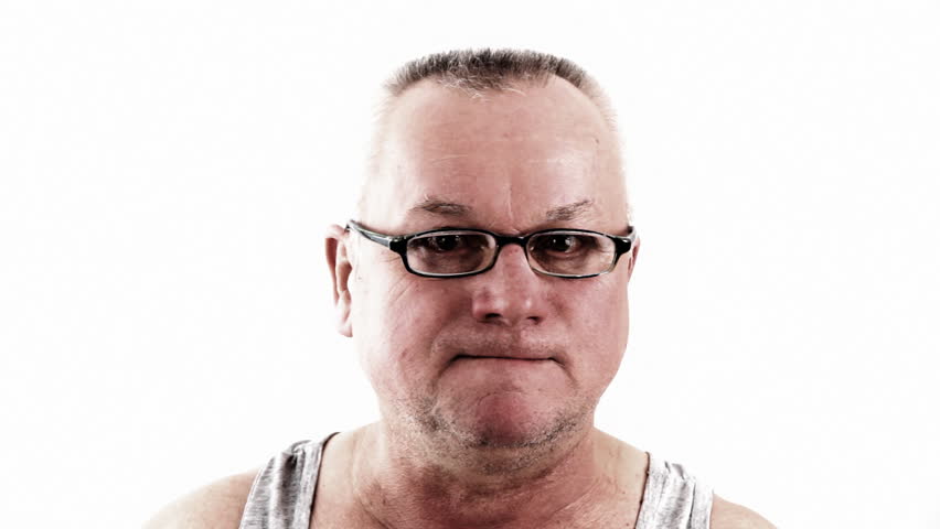 Bad mood. Nervous man. Look black. White background. Video clip shows a annoyance person. A scowling face. Close-up. High Key shot. Canon 7d, HD 1080 25p
Clip ID: man1_HD