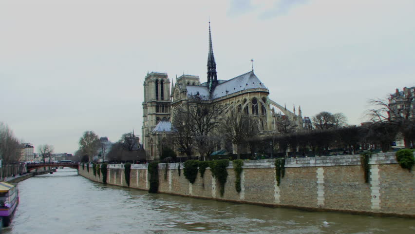 Time lapse, WIDE SHOT, Notre Dame, Paris, France