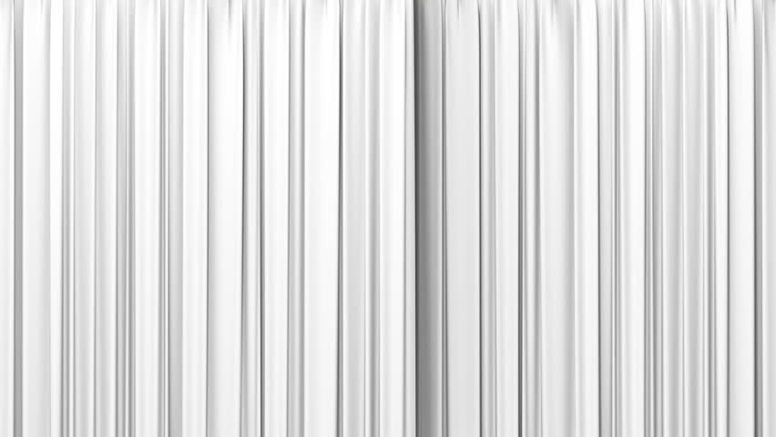 Highly detailed 3d animation of White curtain opening and closing with green screen. HD 1080.