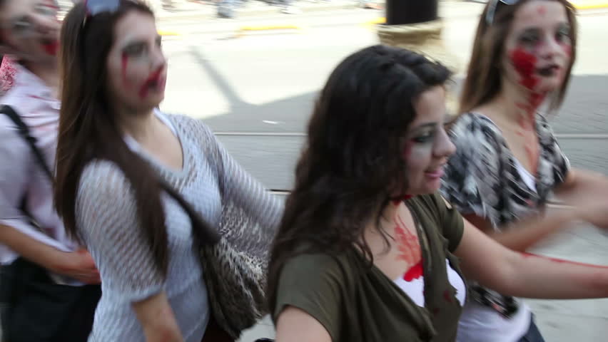 ISTANBUL - APRIL 8: Teenagers participate in zombie walk on April 8, 2012 in Istanbul. This was the second annual zombie walk event held in Istanbul. 