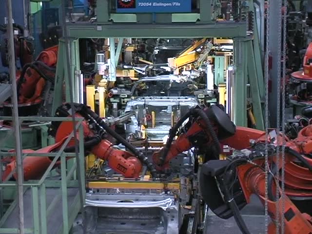 car factory, robot welding