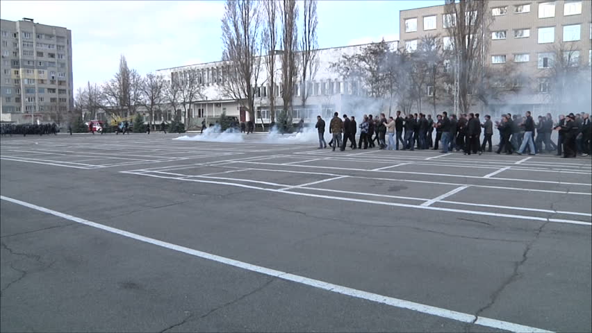KIEV - MARCH 31: Training of militia (police) to disperse mass disorders on March 31, 2012 in Kiev. 