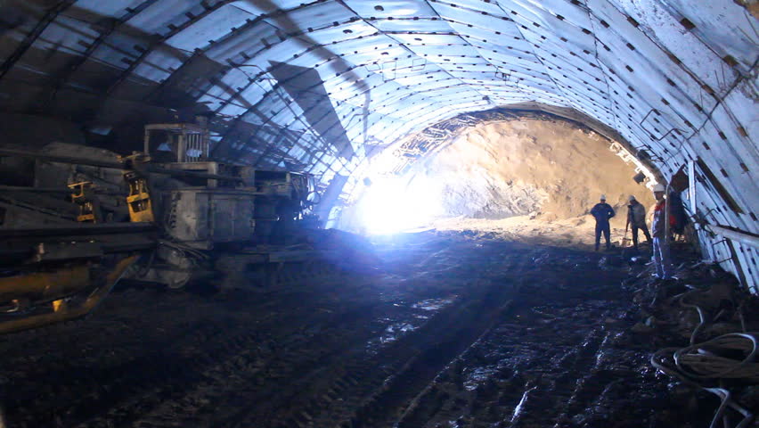 Boring Machine on construction site of highway tunnels.