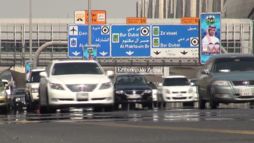 DUBAI - 29 OCTOBER 2010: Traffic drives over a highway in Dubai, United Arab Emirates