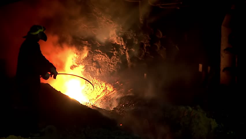 Blast furnace. Smelting iron.Oxygen blowing.
