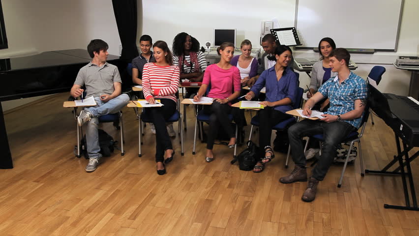 Music classroom with teacher