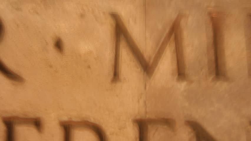 latin words on wall in rome, made into abstract clip