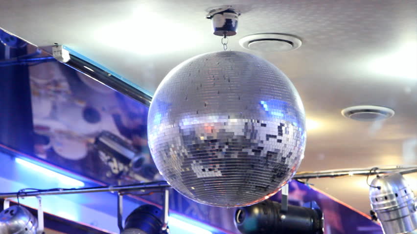 Shiny disco ball on nightclub