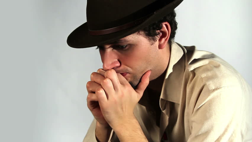portrait of thoughtful men in a Hat