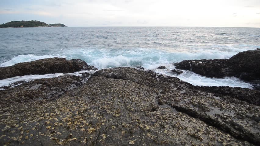 Waves on the rocky 