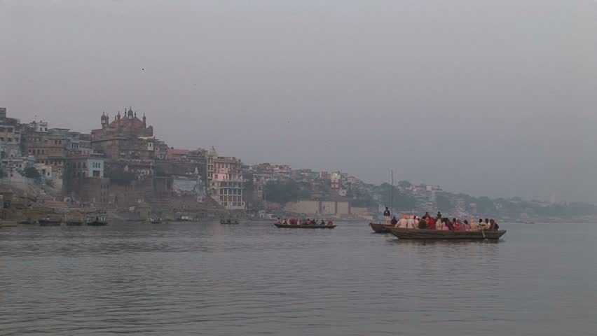Ganges west bank of river.Circa November, 2008, Veranasi, India