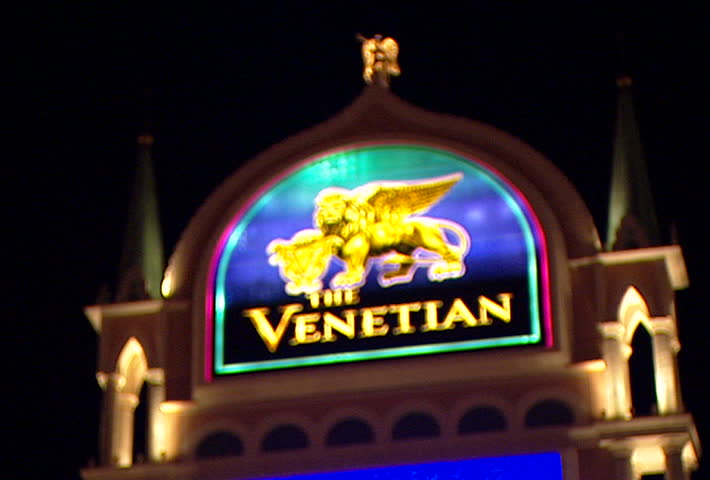 LAS VEGAS - Circa 2002: The Venetian Hotel sign - rack focus
