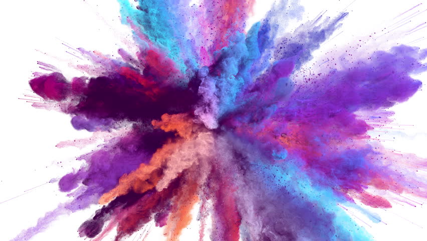 Colored Smoke Explosion On White (slow Motion, With Alpha Matte, Full