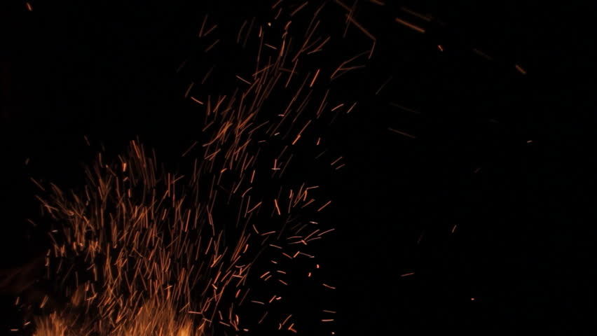 Sparks bonfire on black background