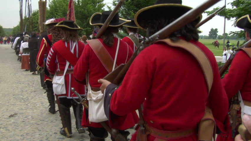 STAFFARDA, ITALY - CIRCA 2012: Reenactment of the battle fought during Nine Years' War in Piedmont-Savoy (northern Italy) on 18 August 1690. It was a victory for the French commander against the Duke of Savoy.