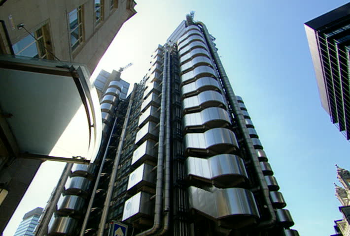 LONDON - Circa 2002: facade of Lloyd's of London on Lime Street in London in 2002