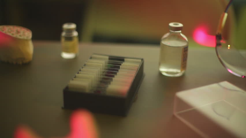 Looking at slides of human tissue