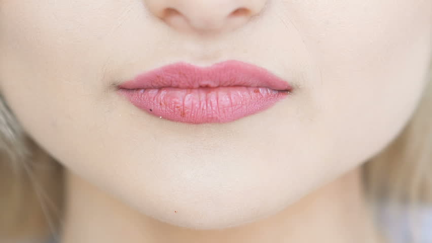 Sexy Woman Lips With Pink Gloss Closeup Stock Footage Video 1106137