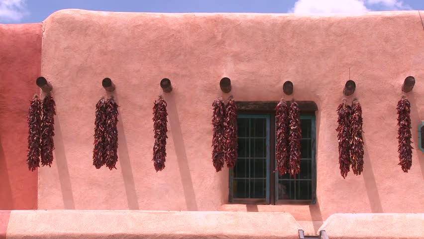 The facade of an adobe clay building