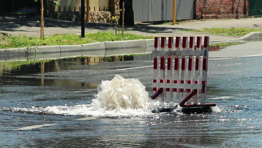 Burst pipe on the road