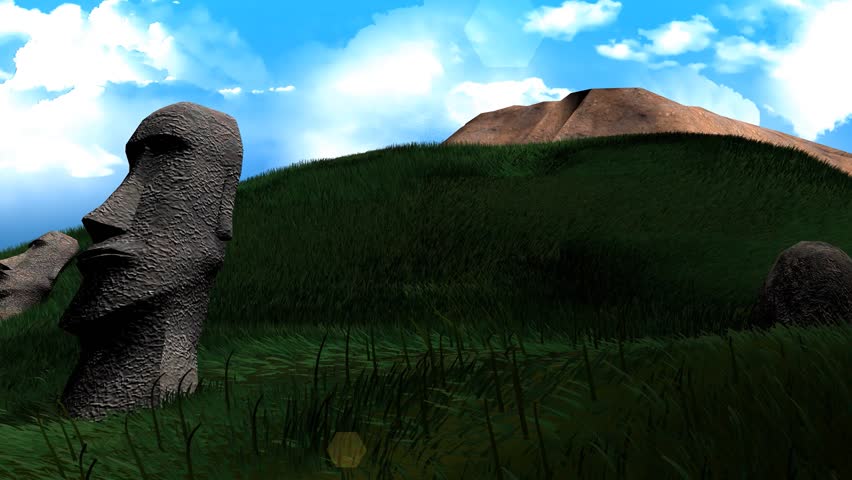 Artist recreation of Easter island statues.