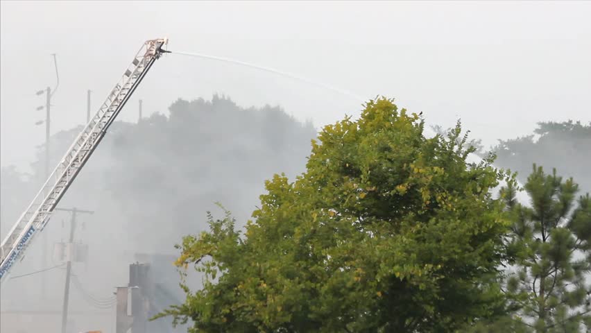 Rising Smoke And Remote Controlled Ladder Water Cannon Outdoors